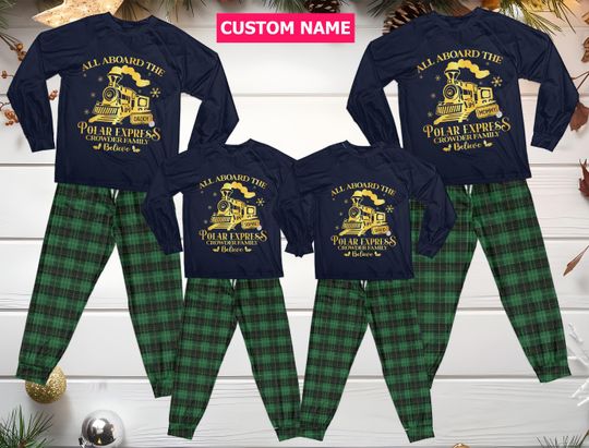 Discover Custom Believe Christmas Family Pajamas Set, Family Christmas On Po-lar Express Pajama