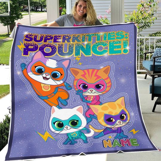 Discover Personalized Super Kitties Blanket, Custom Super Kitties Characters Blanket