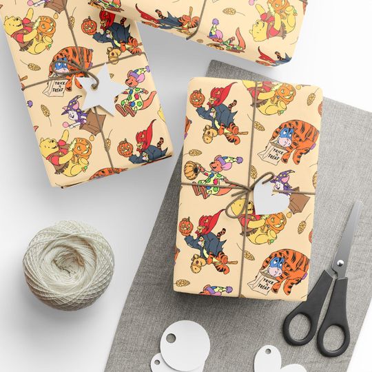 Discover Bear, Tiger, and Pig Halloween cosume Birthday or Holiday Wrapping Papers