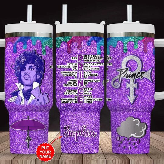 Discover Prince Pur Rain Faux Tumbler 40 Oz, Prince Singer Tumbler, Rock And Roll Drinkware Tumbler, Prince Tour, Prince Concert Gift