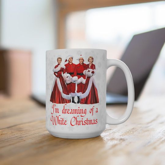 Discover White Christmas Mug, Holiday Coffee Cup, Festive Tea Mug, Seasonal Hot Cocoa Mug, Snowy Day Cup