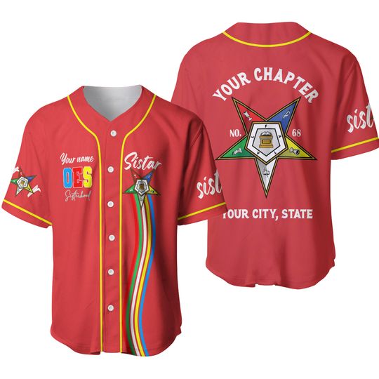 Discover Custom Name OES Order of the Eastern Star Sistar 3D Baseball Jersey Shirt