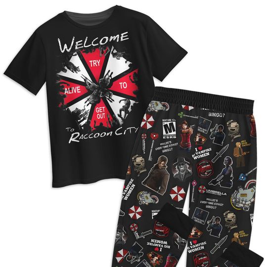 Discover Raccoon City Halloween Pajamas, Umbrella Corporation PJs