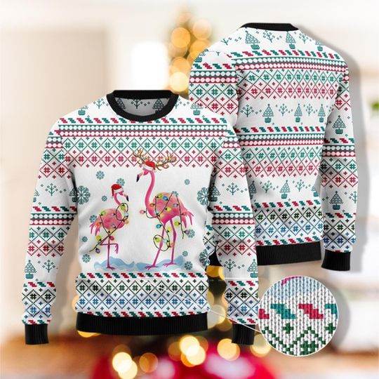 Discover Pink Flamingo Christmas Lights Shirt for Women