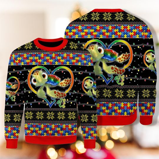 Discover Turtle Autism Awareness Christmas Sweater for Women