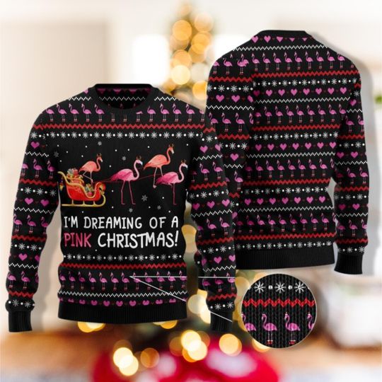 Discover Womens Christmas Sweatshirt with Flamingo Design