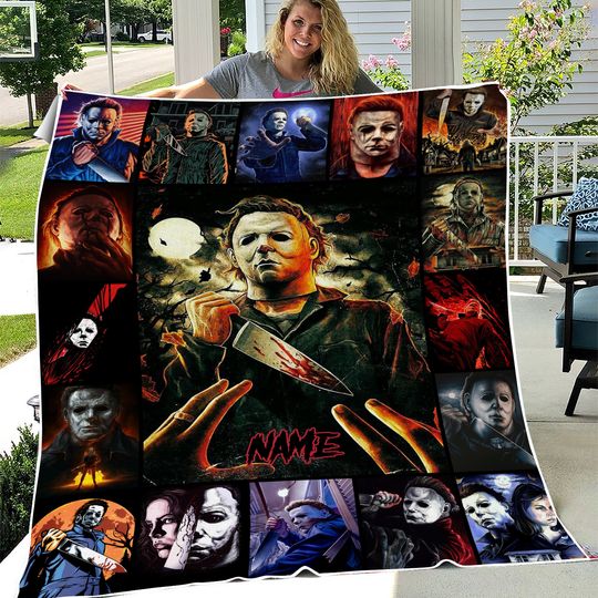 Discover Personalized Michael Myers Horror Movie Fleece Blanket