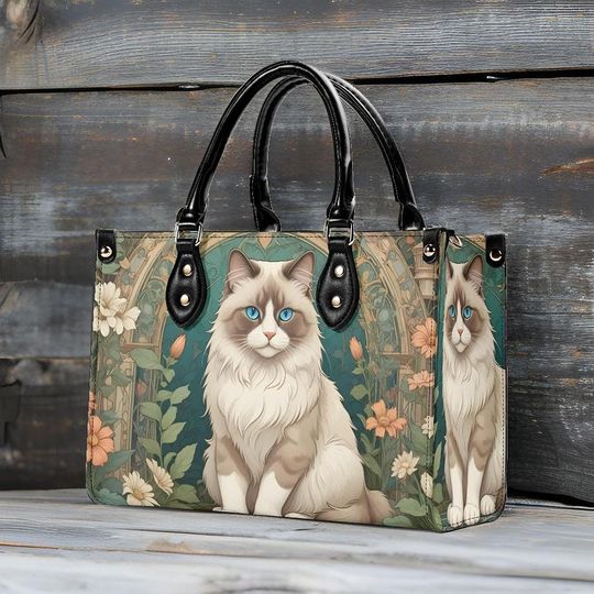 Discover Art Bags Artsy Cat Ragdoll Leather Bag, Unique Gift for Her