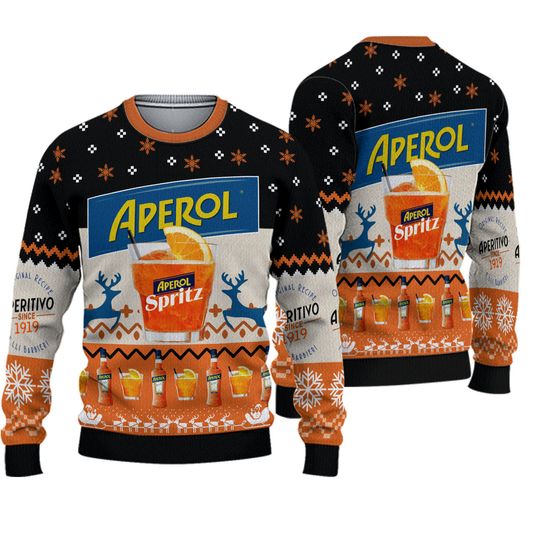 Discover Aperol Spritz Black And Orange Ugly Christmas Sweater