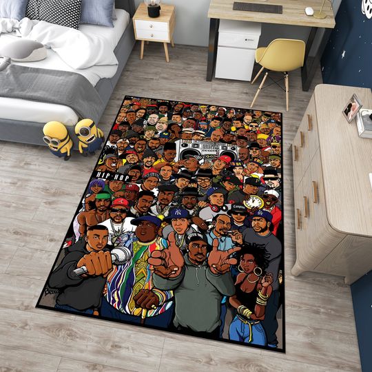 Discover Hiphop Rug,Legends Rug,Rappers Rug,Music Rug,Music Decor,Music Room Rug,Rap Stars Collage Rug,Awesome Rug,Unique Rug,Area Rug,Gifts for Him