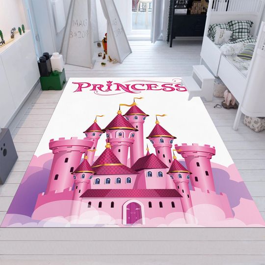 Discover Princess Rug,Castle Rug,Pink Rug,Soft Rug,Cute Rug,Personalized Rug,Children Room Rug,Nursery Decor,Gift for Kids,Nursery Rug,Area Rugs