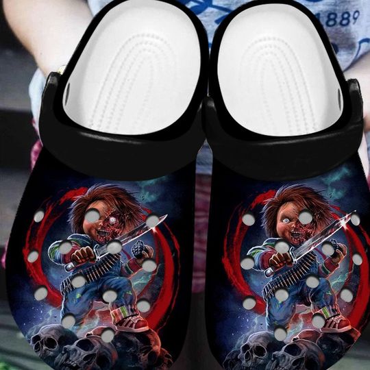 Discover Chucky Doll Halloween Casual Clogs, Horror Character Clogs
