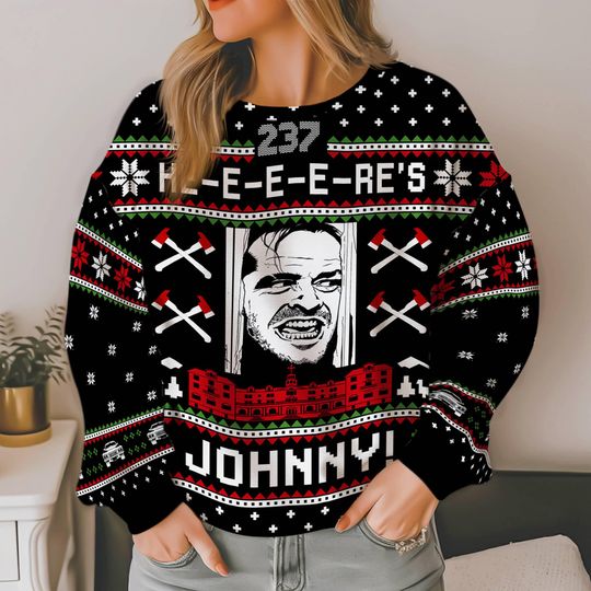 Discover The Shining Ugly Christmas Sweater | The Shining Here's Johnny Ugly Xmas Sweater