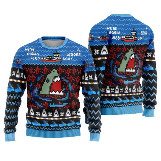 Discover Jaws Black Boat Christmas Sweater | Jaws Need A Bigger Boat