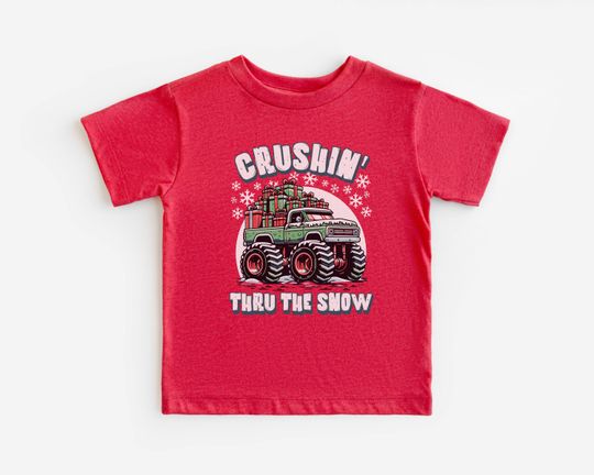 Discover Kids Monster Truck Christmas Shirt - Festive Design