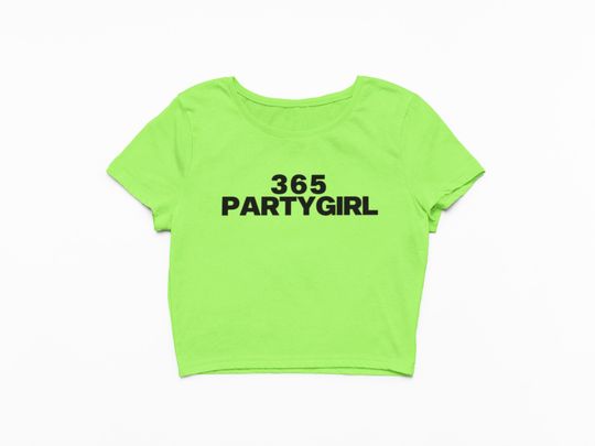 Discover 365 PartyGirl Baby Tee Brat Charli XCX Y2k Baby Tee | Y2k Shirt Brat Shirt