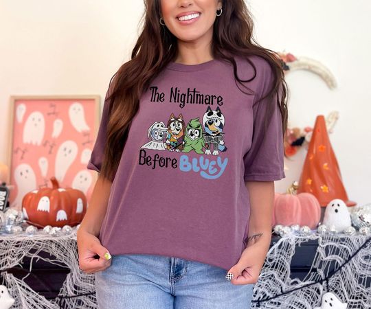 Discover The Nightmare Before BlueyDad T-Shirt,Adorable Family Shirt, Fun Halloween Shirt