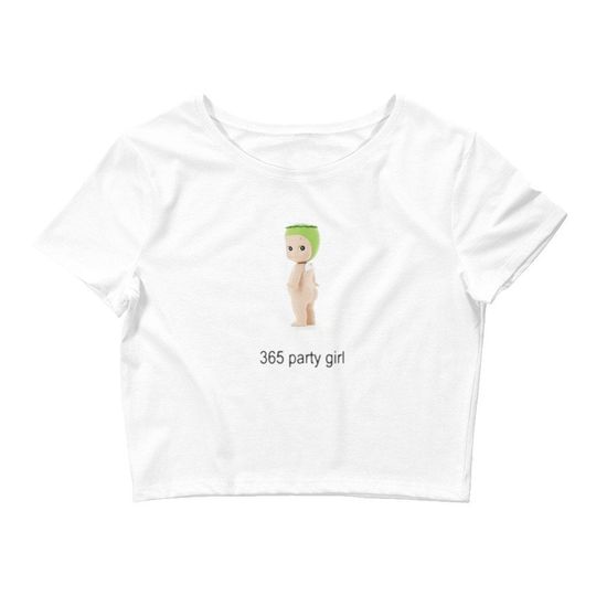 Discover Sonny Angel 365 Party Girl Charli XCX Cropped Tee Brat Girl croptop baby tee