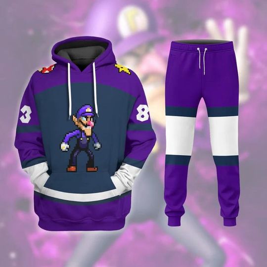 Discover Custom Waluigi Cosplay Hoodie, Game Characters Cosplay Costume Jogger