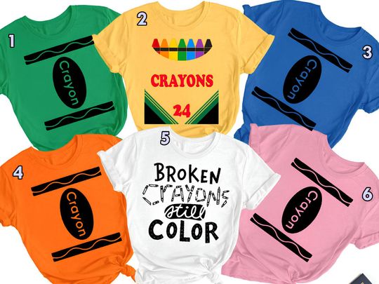 Discover Funny Crayon Matching Team Shirt, Halloween Costume For Family Group T Shirt