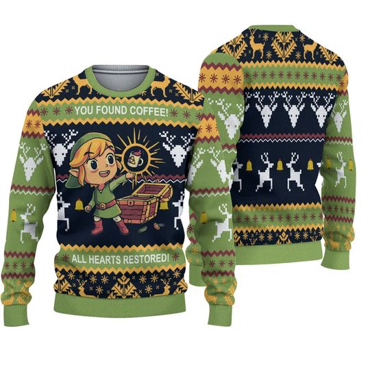 Discover Christmas Legend Of Zelda You Found Coffee All Hearts Restored Ugly Christmas Sweater