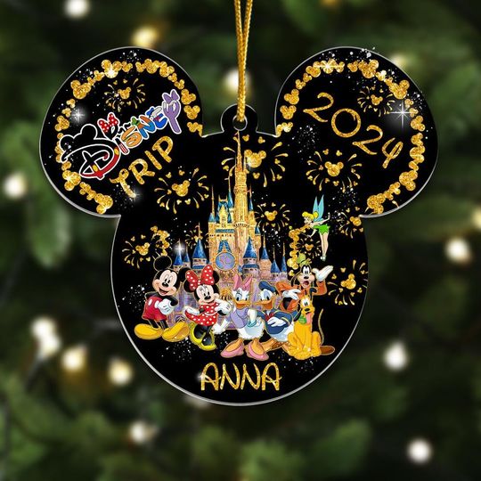 Discover Personalized Mouse Ears Christmas Ornament, Mouse And Friends 2024 Trip Christmas Tree Decor