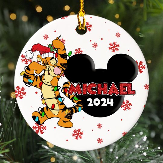 Discover Personalized Tiger Christmas Ornament, Funny Tiger Customized 2024 Christmas Tree Decor