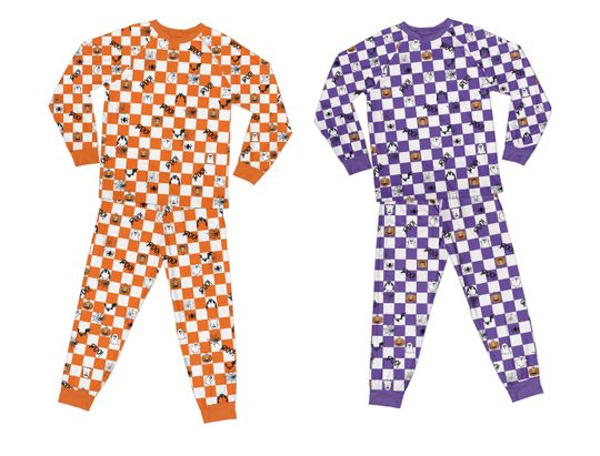 Discover Halloween Checkered Long Sleeve Two Piece Pajama, Spooky Season Family Pajamas Set, Halloween Pumpkins Pajamas