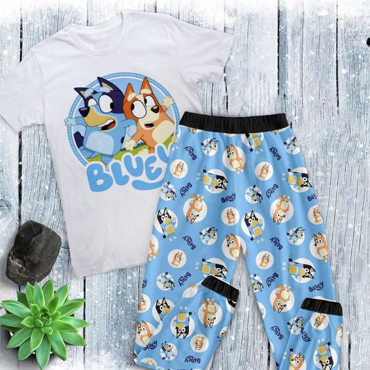 Discover BlueyDad Dog Holiday Pajamas Set, Blue Dog Christmas Pajamas Set