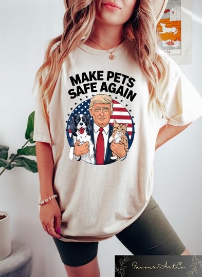 Discover Cats For Trump 2024 Shirt, Make Pets Safe Again Funny Trump Tee, Republican Gift