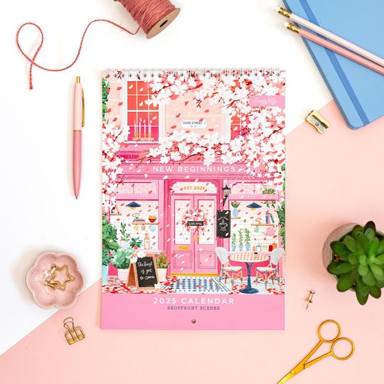 Discover 2025 Calendar, Shop Front Scenes, Monthly Planner, Wall Calendar