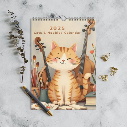 Discover 2025 Cats & Hobbies Wall Calendar