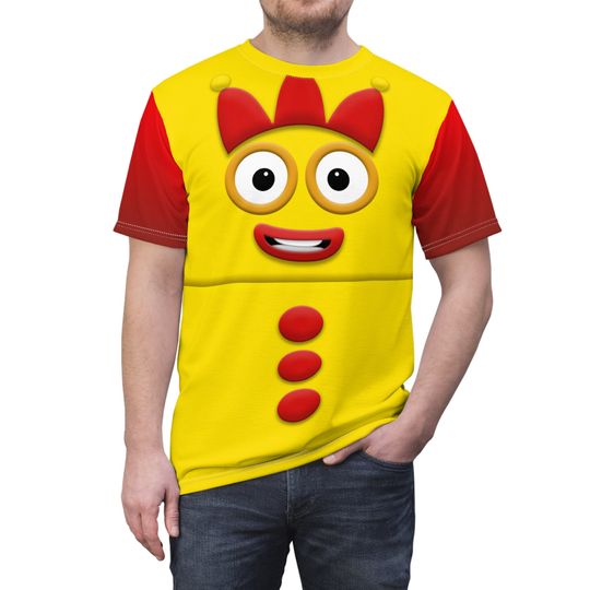 Discover Number Three Yellow Blocks Costume, 3 Block Face Cosplay, Num Characters Cute Shirt, Halloween Family Group Costumes