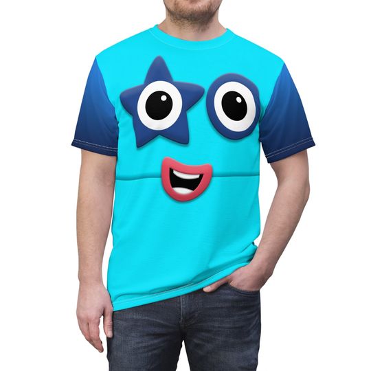 Discover Number Five Blue Blocks Costume, 5 Block Face Cosplay, Num Characters Cute Shirt, Halloween Family Group Costumes