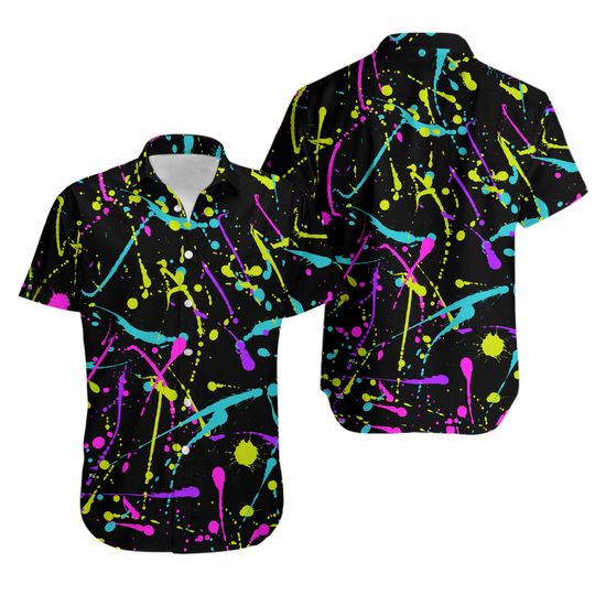 Discover Bright Splattered Paint Button Up Shirt