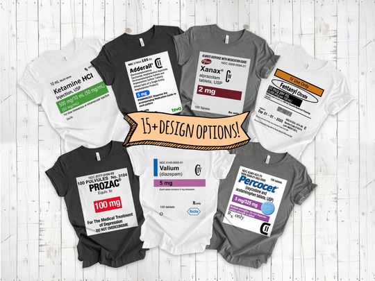Discover Adult Halloween Costume - Pharmacy Pill Bottles Funny Group Shirts Therapist Psychologist Mental Health Easy Matching Costumes