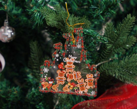Discover 4D Custom Shaker Ornament, Personalized Family Ornament 2024, Gingerbread Ornament
