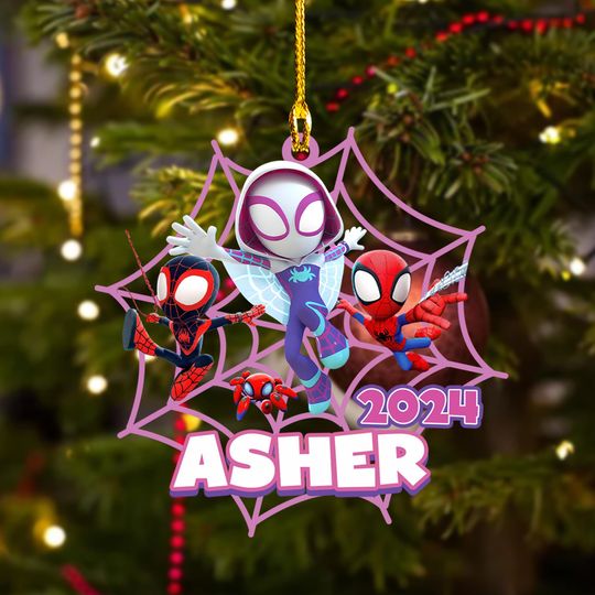 Discover Personalized Spider Character Christmas Ornament, Superhero Spider Team