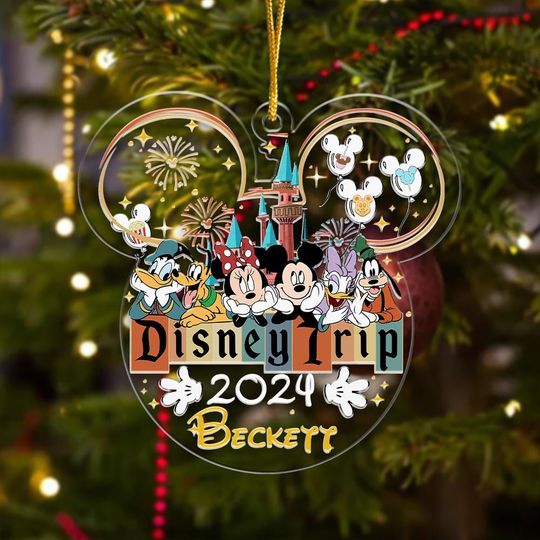 Discover Personalized Mouse Ears Castle Christmas Ornament, Customized Mouse Family Trip