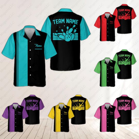 Discover Custom Name Bowling Retro Hawaiian Shirt