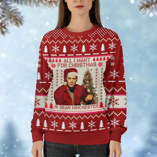 Discover Christmas Dean Winchester Ugly Sweater, Vintage Supernatural Christmas Sweater