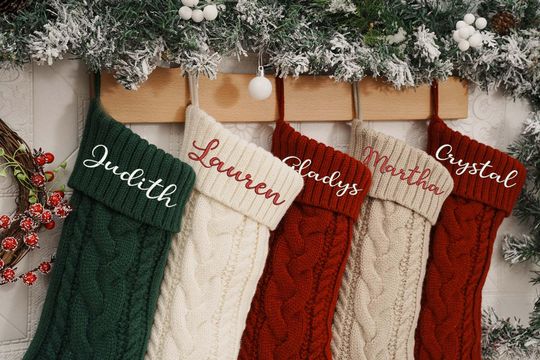 Discover Personalized Family Christmas Stockings,2024 Embroidered Christmas Stocking