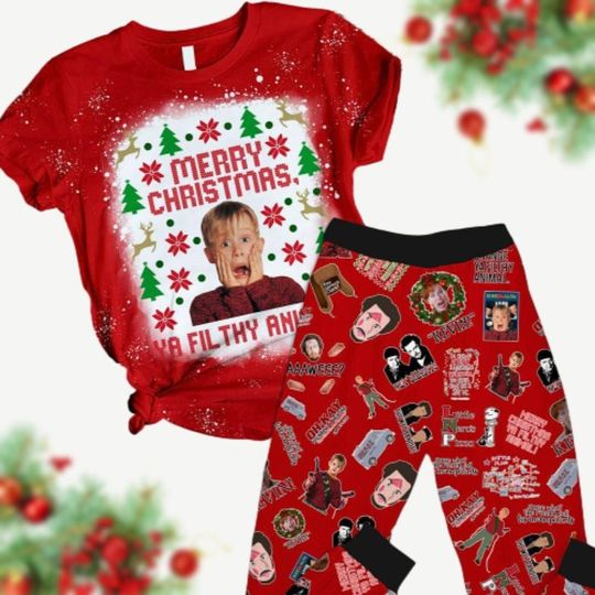 Discover Home Alone Christmas Pajamas Set, Kevin Alone Movie Shirt, Funny Matching