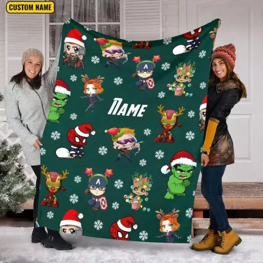 Discover Personalized Christmas Supermen Characters Superheros Fan Gift Blanket