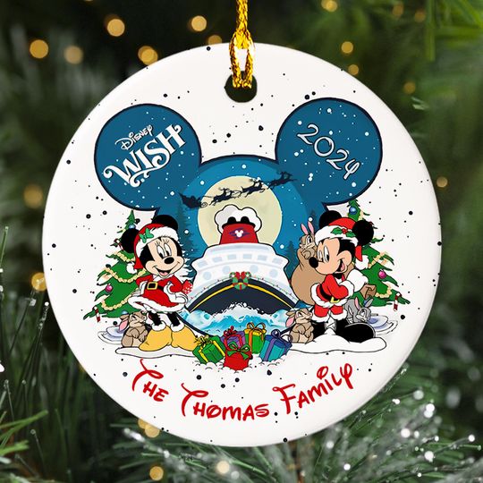 Discover Personalized Ornament Mouse Couple With Cruise Ship, US Cartoon Movie Xmas Ornament Gift