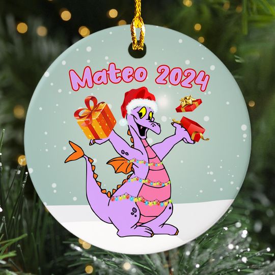 Discover Personalized Ornament Purple Monster In Winter, Dragon Monster Character Xmas Ornament