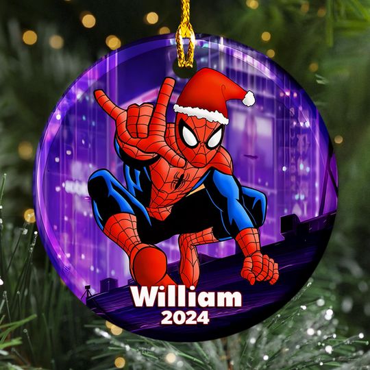 Discover Personalized Spider Christmas Ornament, Custom Spider Santa 2024 Christmas Tree Decor