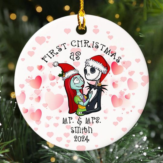 Discover Personalized First Nightmare Christmas Ornament, His And Her Valentine Customized 2024 Christmas Tree Decor