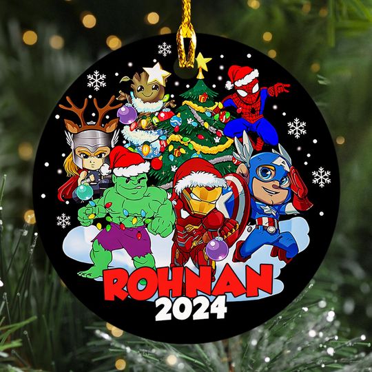 Discover Personalized Heroes Christmas Ornament, Hero Team Custom 2024 Christmas Tree Decor