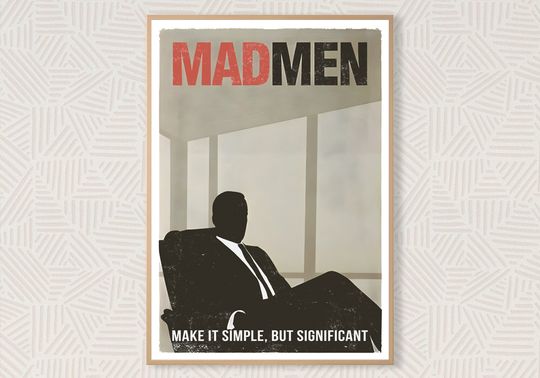 Discover Mad Men TV Show Inspired Poster Large, Don Draper, Printable Minimalist Poster, Scandinavian Mid Century Decor, Digital Download